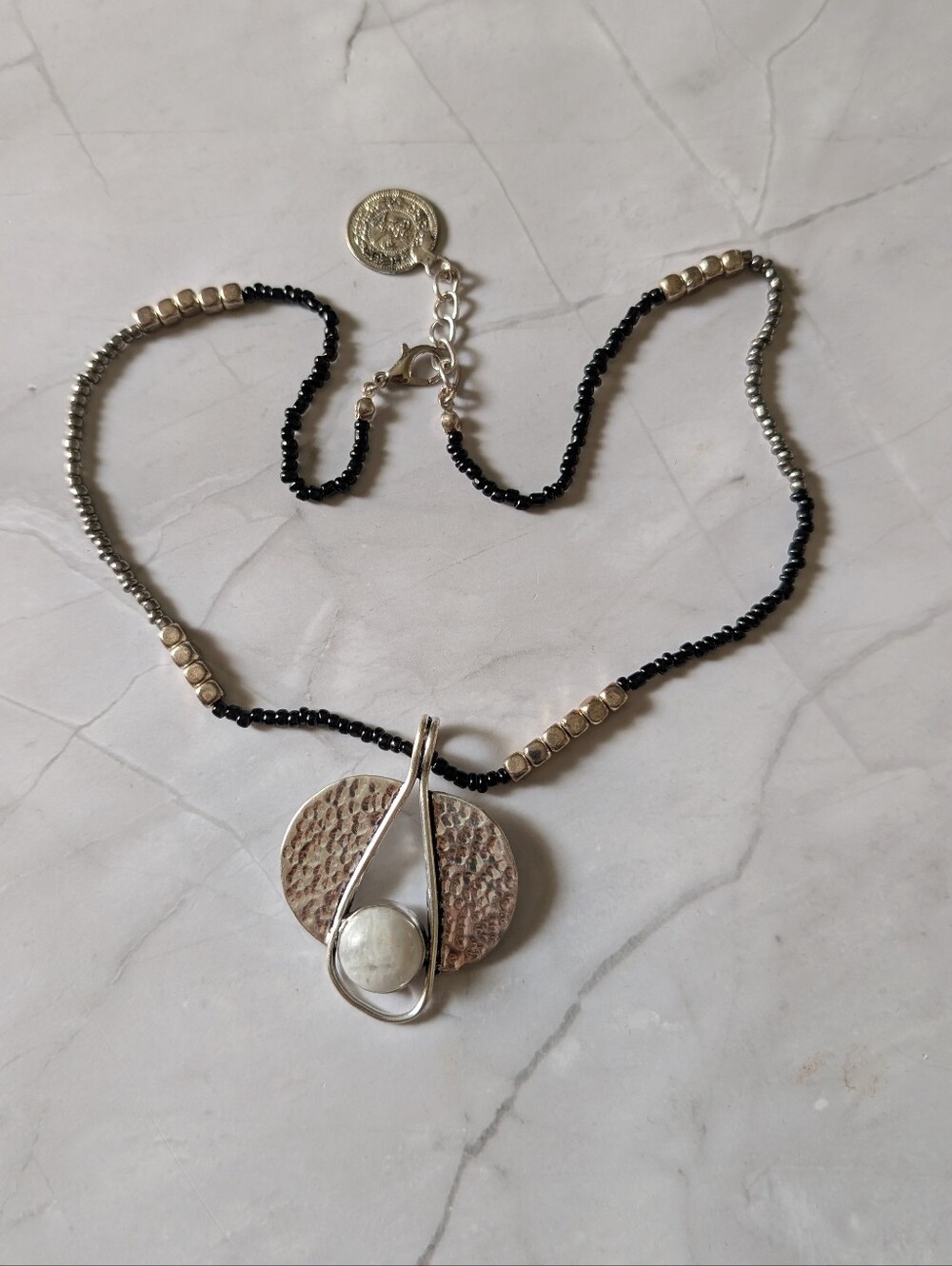 Sterling Silver Moonstone Beaded Statement Necklace